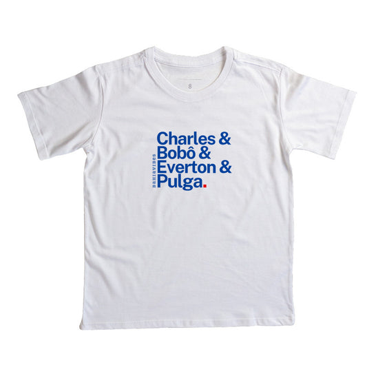 Camiseta Infantil Charles & Bobô & Everton & Pulga (Branca)