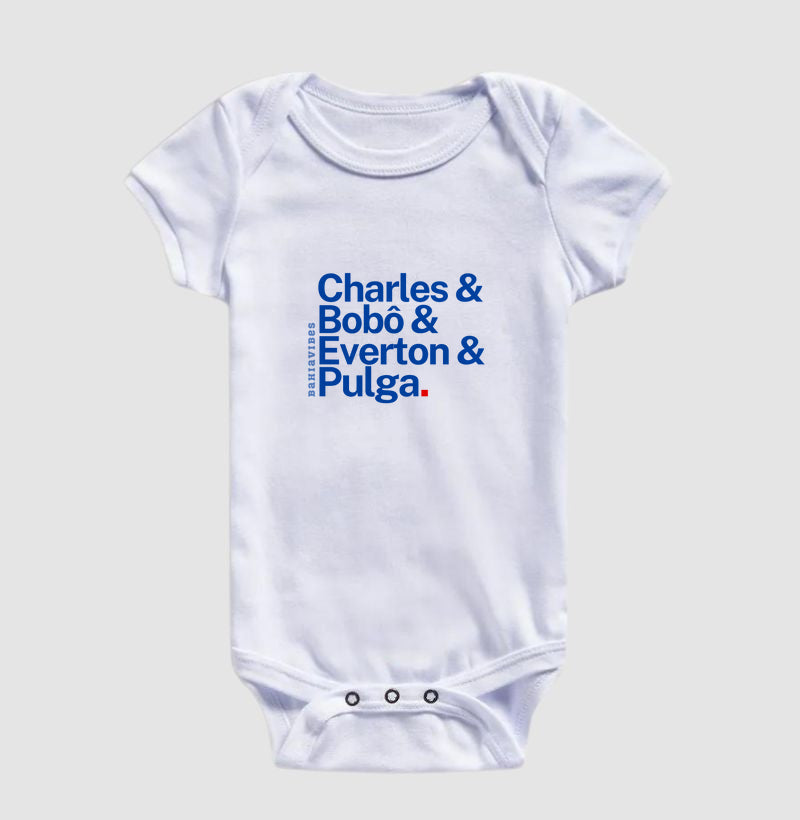 Body Infantil Charles & Bobô & Everton & Pulga (Branco)