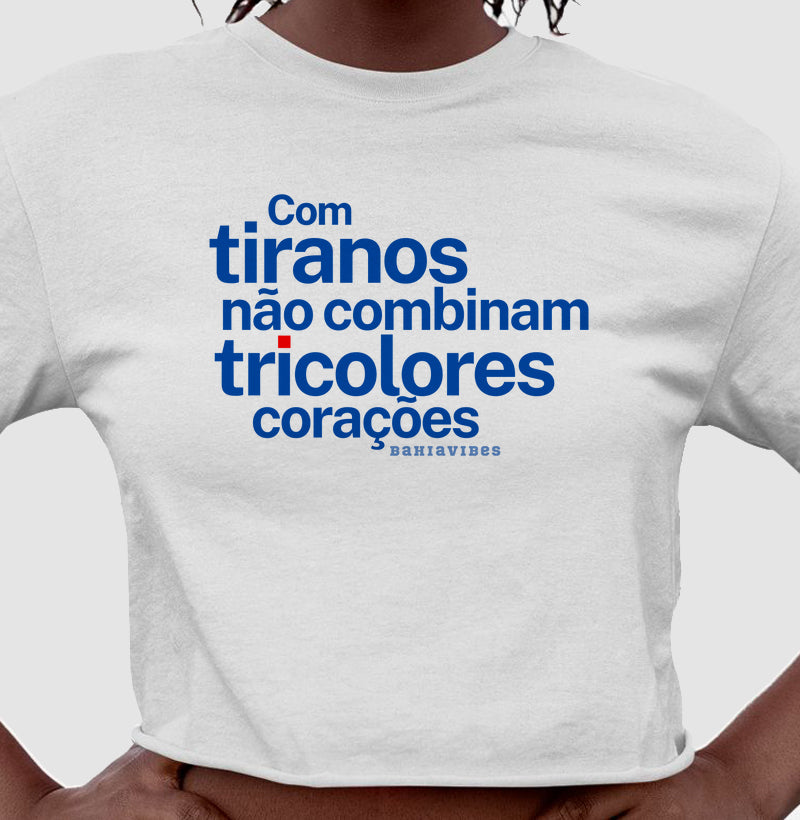 Cropped Com Tiranos Não Combinam (Branco / Cinza)
