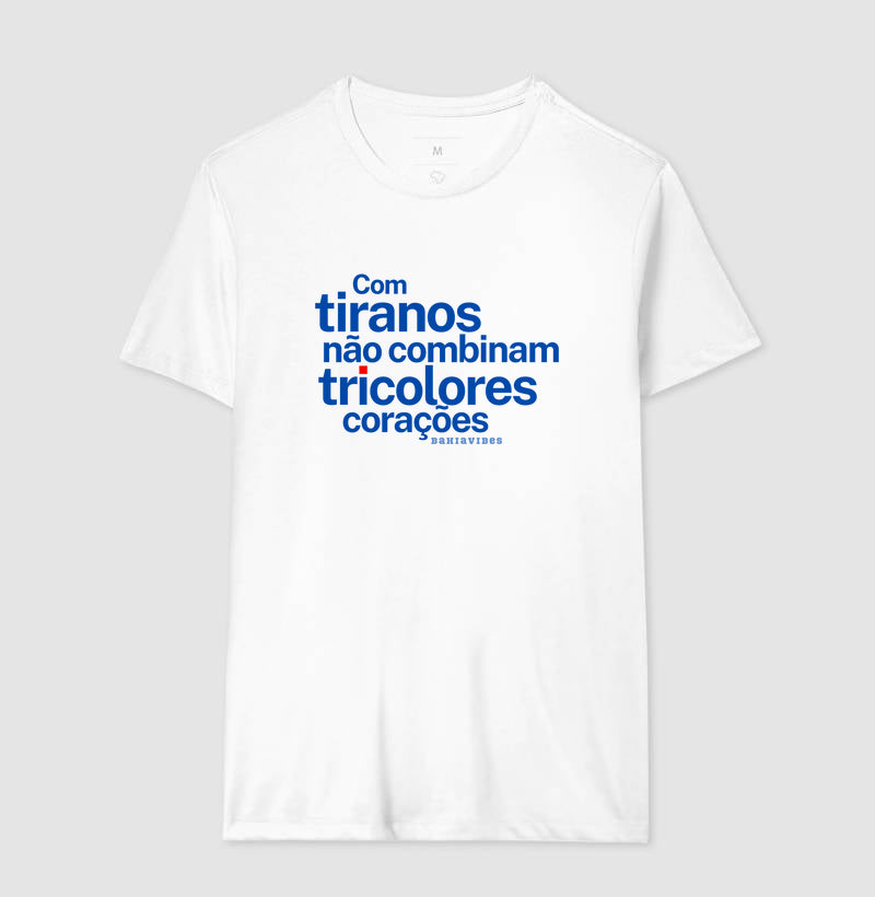 Camiseta Com Tiranos Não Combinam (Branca / Cinza)
