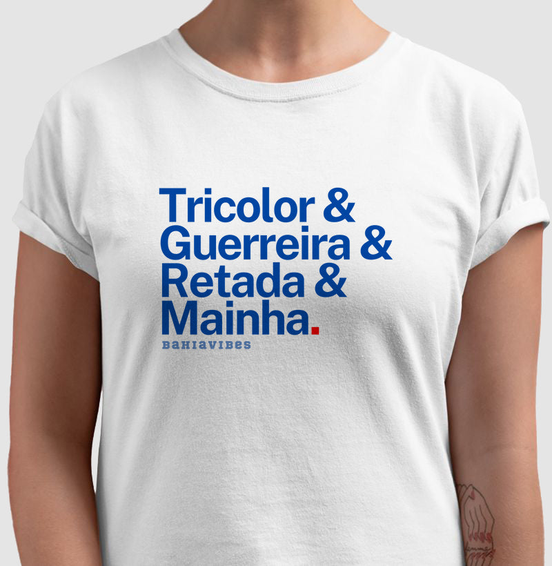 Camiseta Mainha Tricolor (Branca / Cinza)