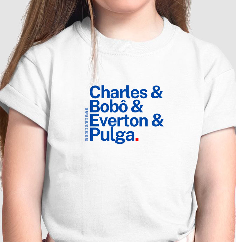 Camiseta Infantil Charles & Bobô & Everton & Pulga (Branca)