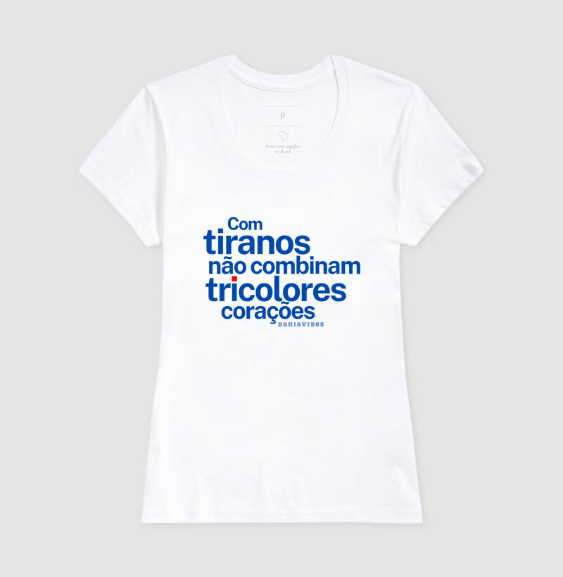 Camiseta Com Tiranos Não Combinam (Branca / Cinza)