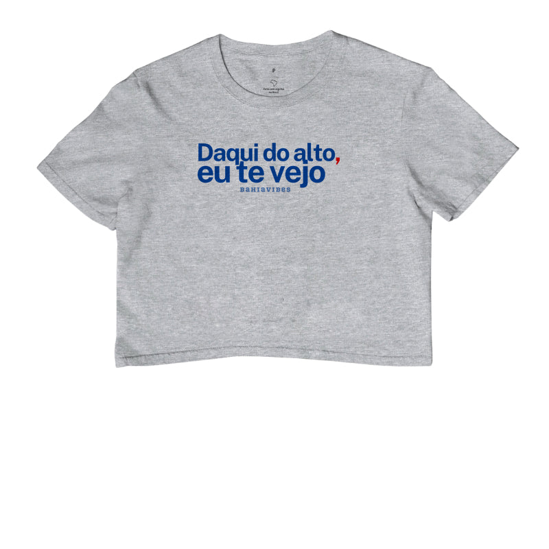 Cropped Daqui do Alto Eu te Vejo (Branco / Cinza)